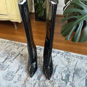 Express Alligator Black Heeled Boots